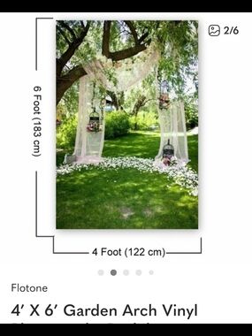 4' x 6' Garden Arch Backdrop - Soft Blush Sheer Viny. Also,  7x 5 Christmas Drop